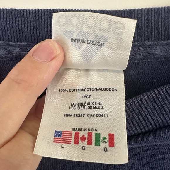 VTG Adidas 90's T Shirt Classic Logo Navy Blue Y2K Large - Picture 5 of 7